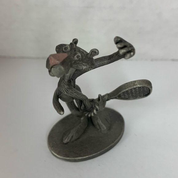 Pewter Pink Panther Figurine #A73 Tennis Player Spoontiques Rare UAC Miniature - Picture 1 of 9